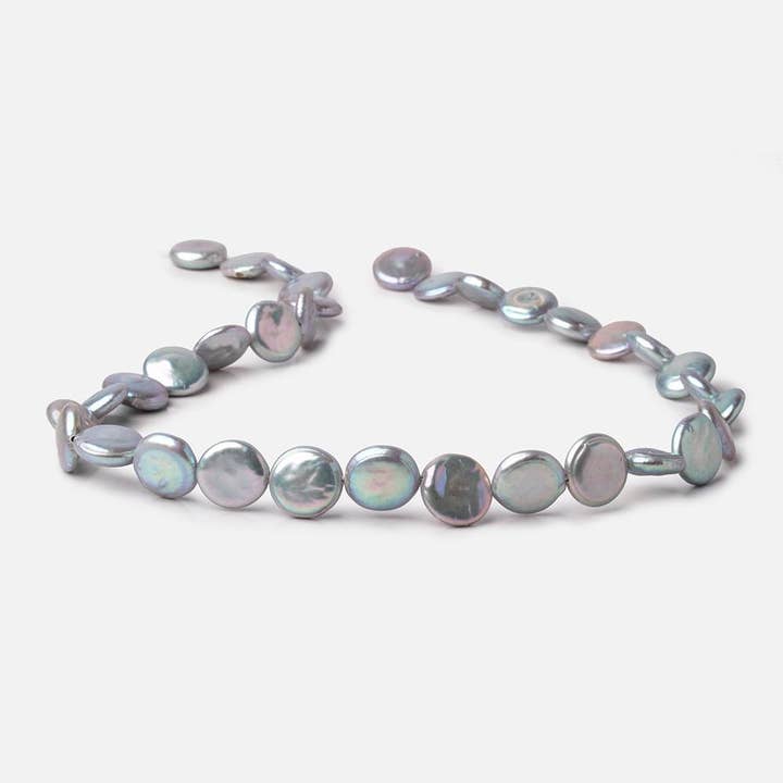 Beads of Cambay - Vente Perle - Pièce en argent de 11 mm, perles d'eau douce 15 pouces, 34 pièces2