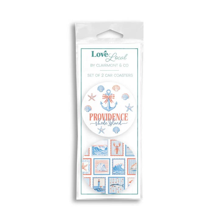 Car Coaster 2-Pack Love Local-Love+Local New England Tides for wholesale by Clairmont & Co