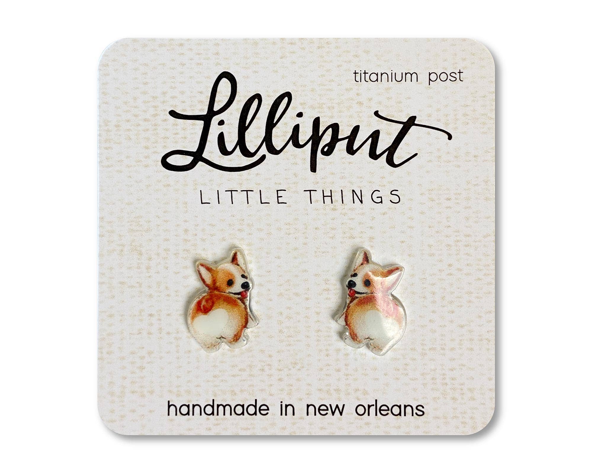 Lilliput Little Things - Wholesale Knopjes/oorstekers - Corgi Butt-oorbellen//Cadeau voor hondenliefhebbers