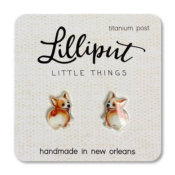 Lilliput Little Things - Wholesale Knopjes/oorstekers - Corgi Butt-oorbellen//Cadeau voor hondenliefhebbers0