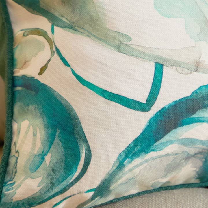 Mussel Shells Printed Piped Cushion Marine for wholesale on Faire4