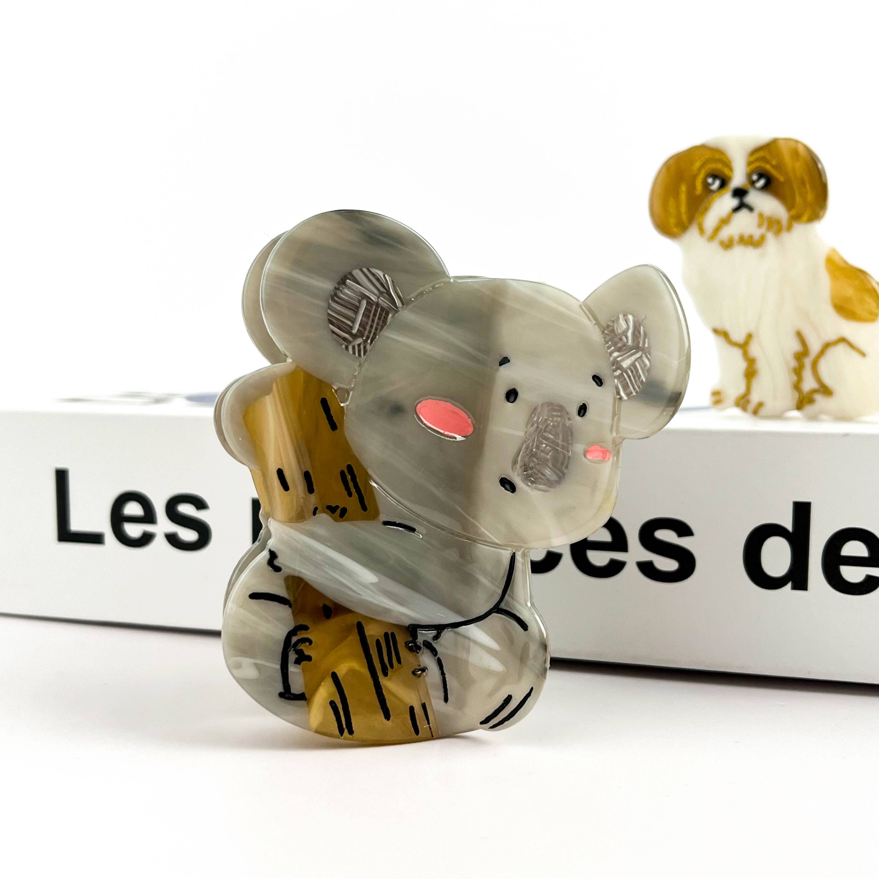 TheDivaSoap - Wholesale Hair Clip - Women's - Grey Koala Bear Claw Clip, Cute Animal Hair Clip
