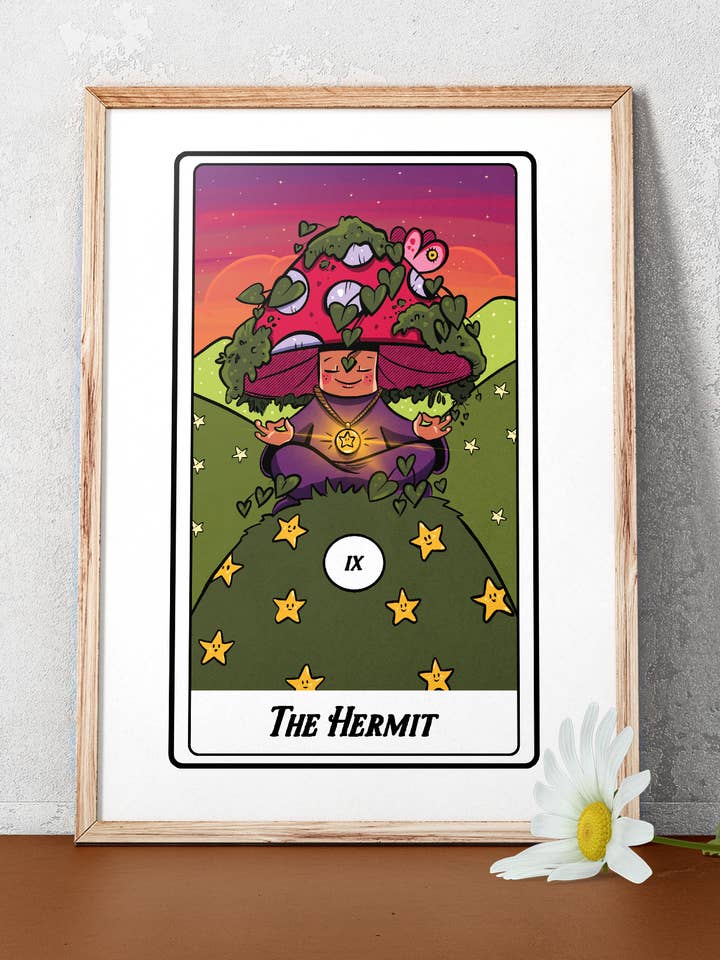 Hermit Tarot Card Art Print – Mystical Mushrooms for wholesale by by Sarah Simpson