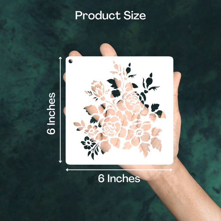 CrafTreat - Wholesale Stencil/Craft Die - CrafTreat Small Flower Stencil for Wall Paintings, Reuseable Floral Stencil Design 12pcs of Small Painting stencil on Wood, Furniture, Canvas, Glass and Other Craft Projects |Flower stencils small 6x6 Inches4