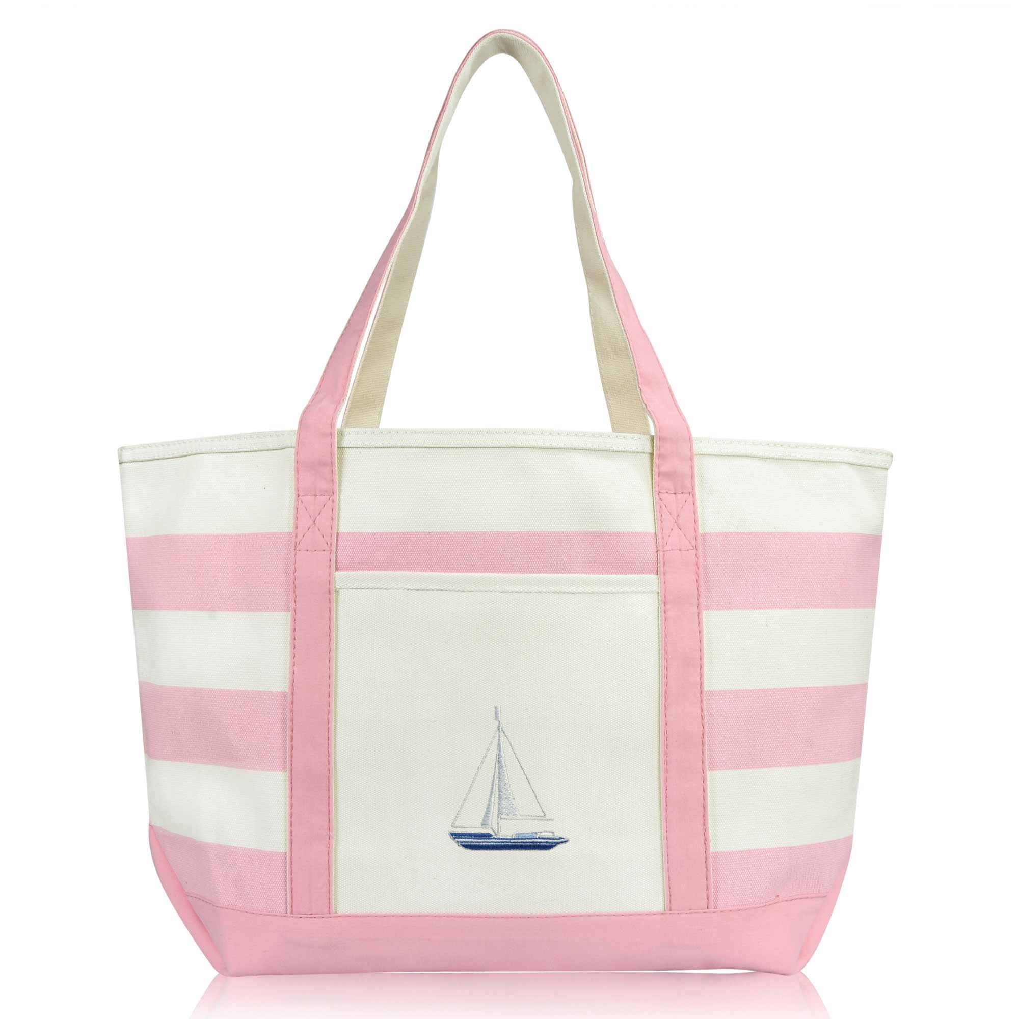Dalix - Wholesale Tote Bag - Women's - DALIX Ocean Sailboat Womens Embroidered Striped Tote Bag12