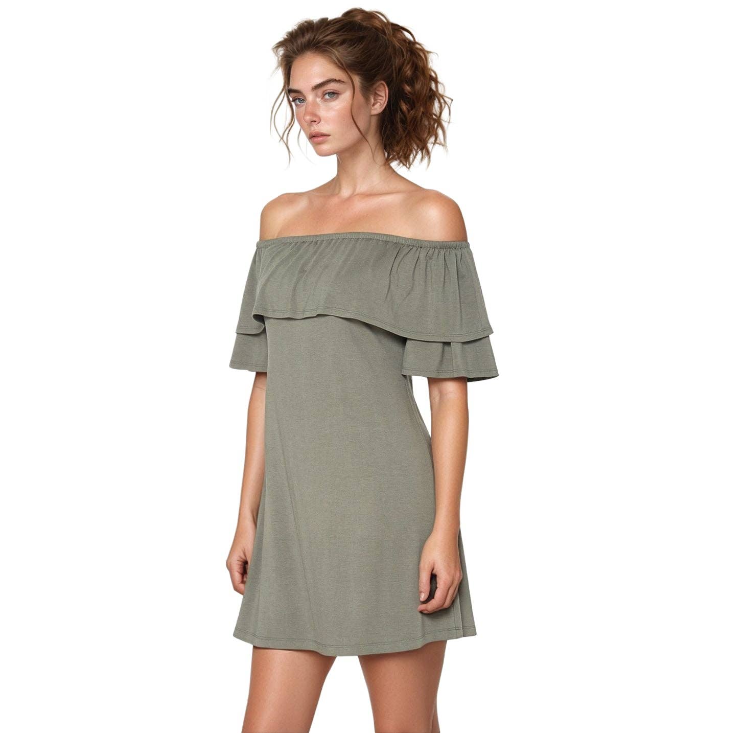 Robin K - Wholesale Dress - Women's - Women's Basic Off Shoulder Midi Dress8