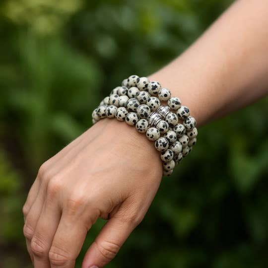 Dalmatian Jasper Gemstone Bracelet | The Stone of Playfulness for wholesale by Crystals and Sun Signs
