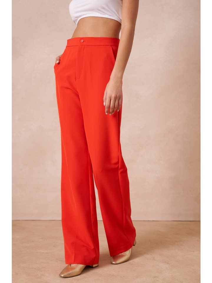 Attentif Paris – wholesale Byxor - Dam – Solid raka byxor med hög midja12