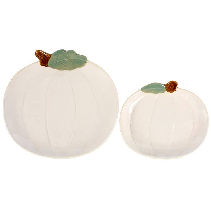 Primitives by Kathy - Wholesale Decorative Plate/Dish/Bowl - White Pumpkins Plate Set1