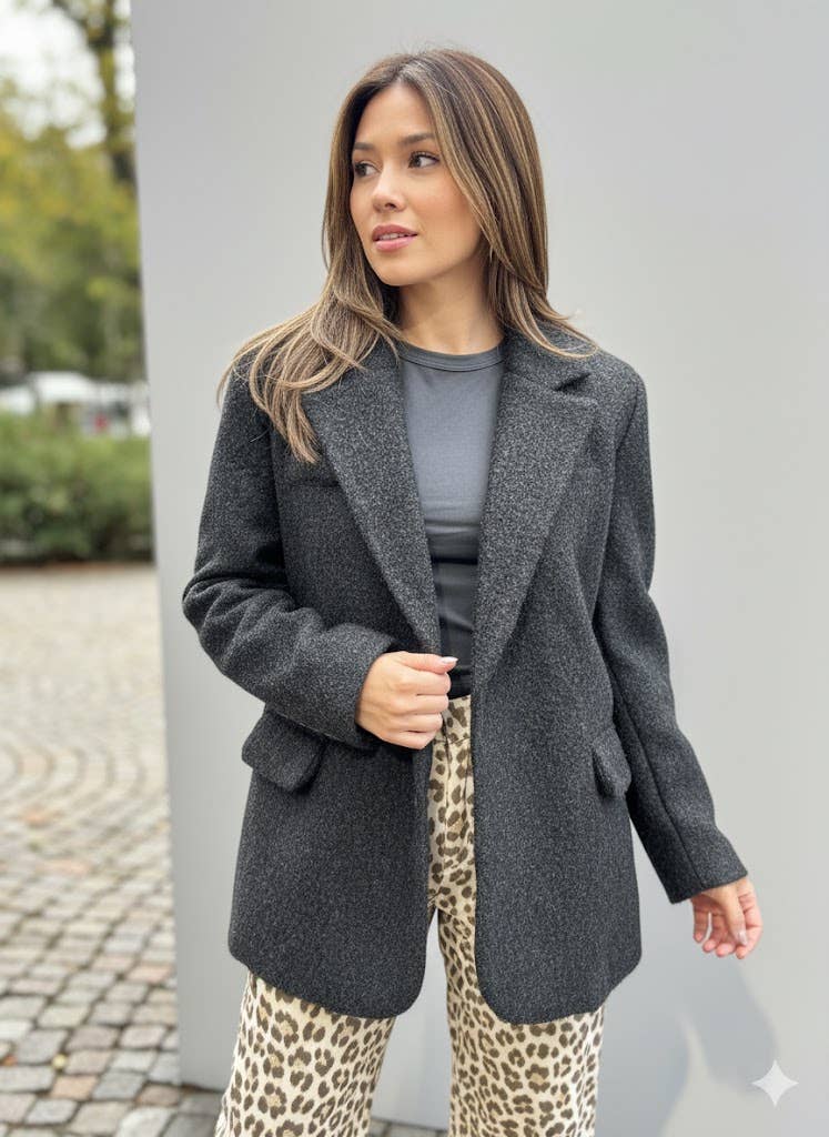 Preto Blazer clássico chique para venda a revendedores na Faire0