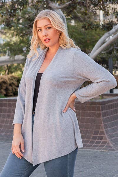 Chris & Carol Apparel - Wholesale Cardigan - Women's - X9029-140 Essential Plus Size Knit Cardigan2