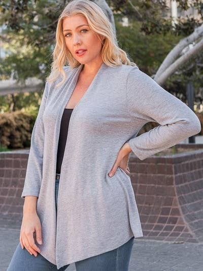 Chris & Carol Apparel - Wholesale Cardigan - Women's - X9029-140 Essential Plus Size Knit Cardigan2
