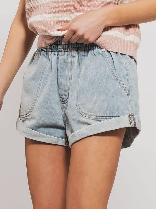 Urban Daizy - Wholesale Shorts - Women's - Spring Elastic Waist Cuffed Print Shorts21