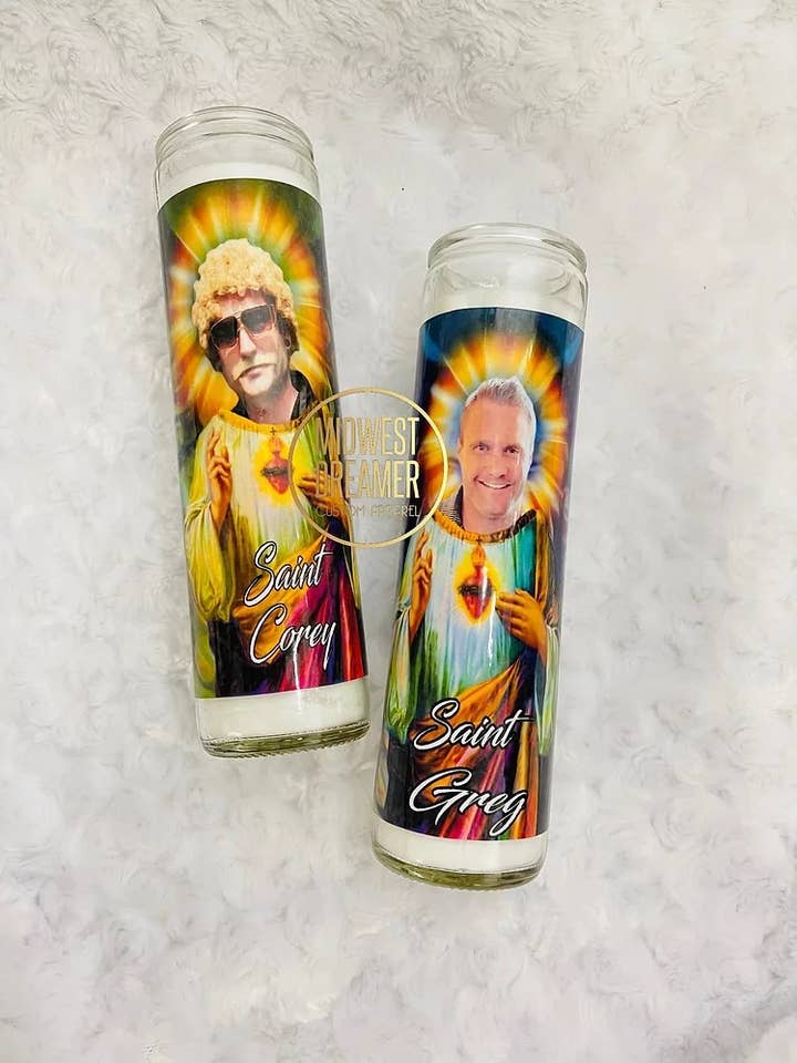 Funny Custom Saint Prayer Candle Men (Ajoutez votre visage, mascotte, etc.) pour la vente par Midwest dreamer