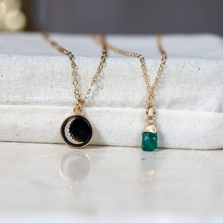 The Gilded Witch - Wholesale Pendant/charm necklace - Black Glass Crescent Moon Necklace: Modern Witchy Jewelry5