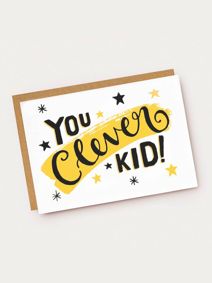 'You Clever Kid' Hand Lettered Card for wholesale by Jade Fisher