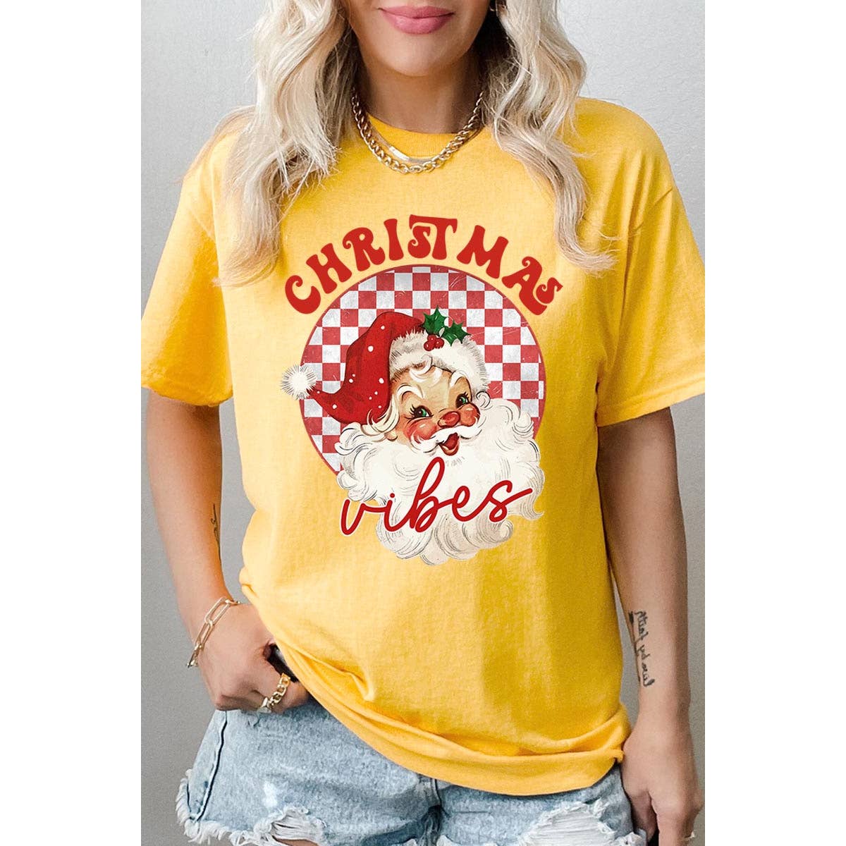 COLORBEAR – wholesale T-shirt (graphic) – women's – CHRISTMAS VIBES,SANTA CLAUS HEAVY COTTON UNISEX SHORT SLEEVE3
