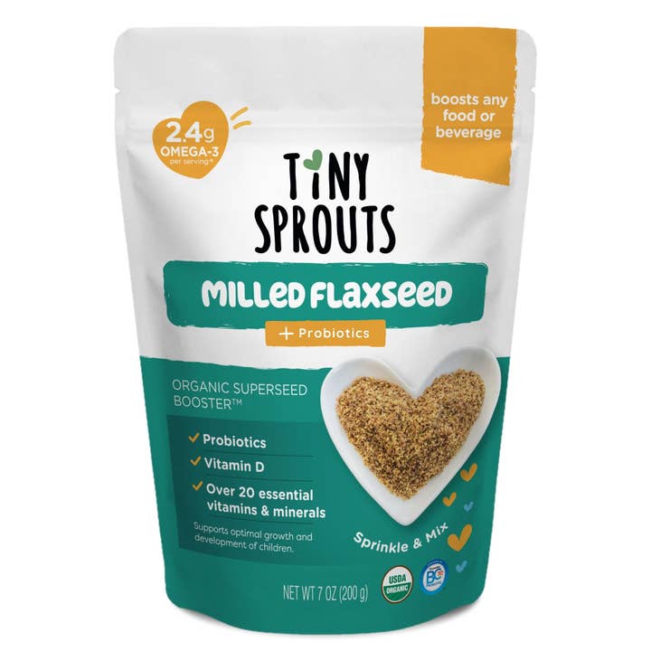 Biologische gemalen lijnzaad+vitamine D & Probiotica voor wholesale door Tiny Sprouts Foods