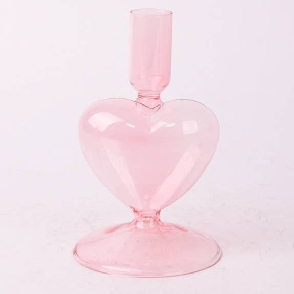 McGowan & Rutherford Ltd - Wholesale Candle Holder - Pink Glass Heart Candle Holder0