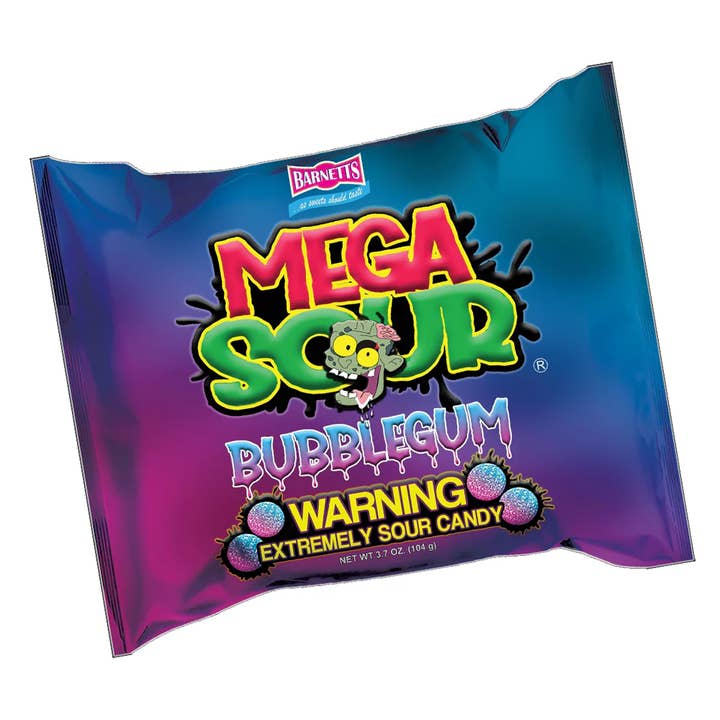 Barnetts Mega Sour Candy Sour Bubblegum 12x104g for wholesale by CargoPirate