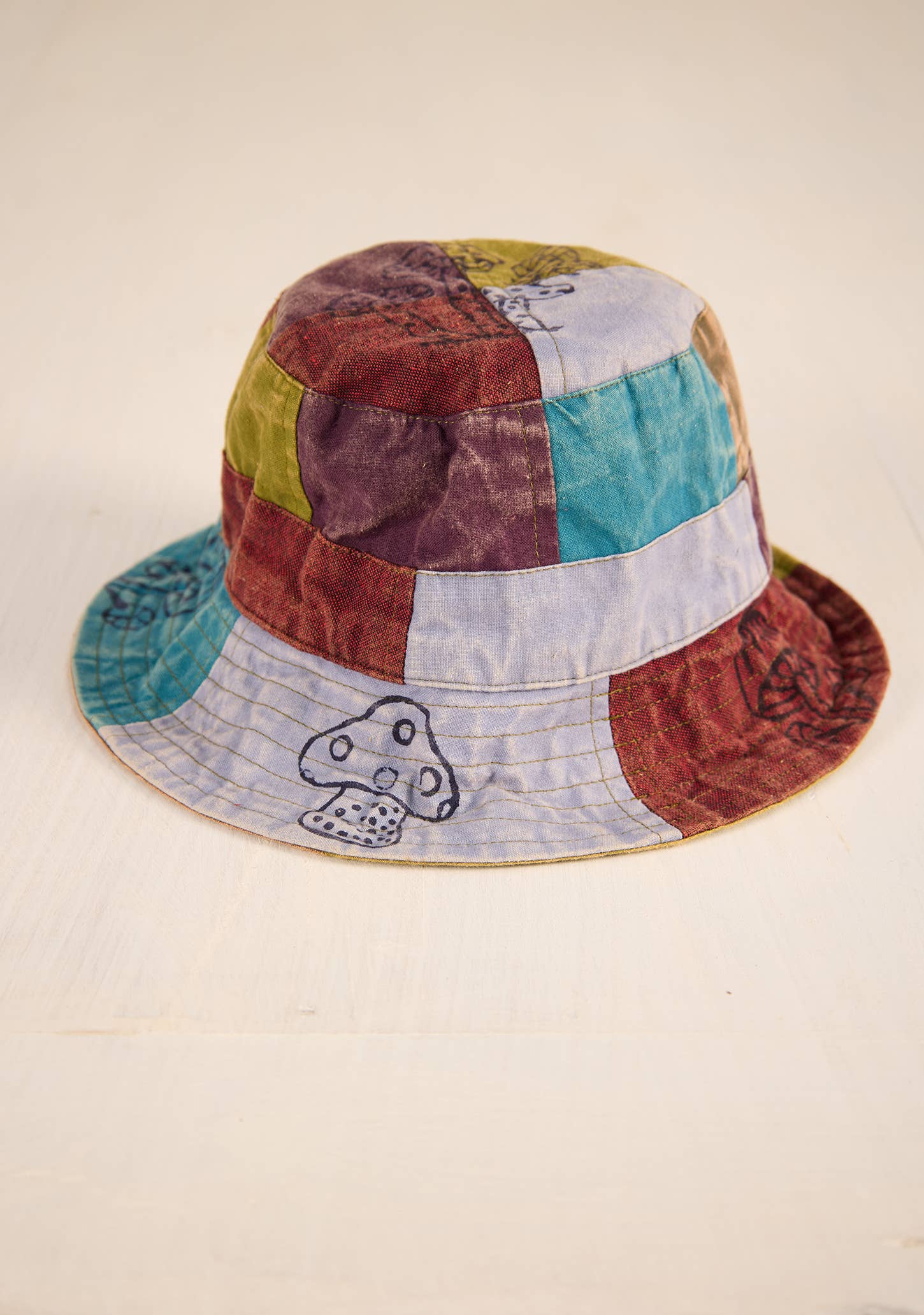 Namaste - Wholesale Bucket Hat - Unisex - Patchwork Mushroom Bucket Hat0