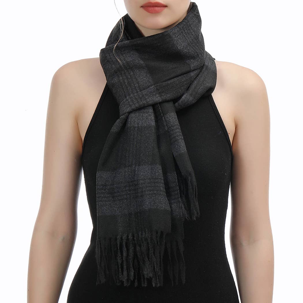 Fashion City – wholesale Scarf – Women's – Plaid Herringbone Lightweight Cashmere Feel Scarf 5