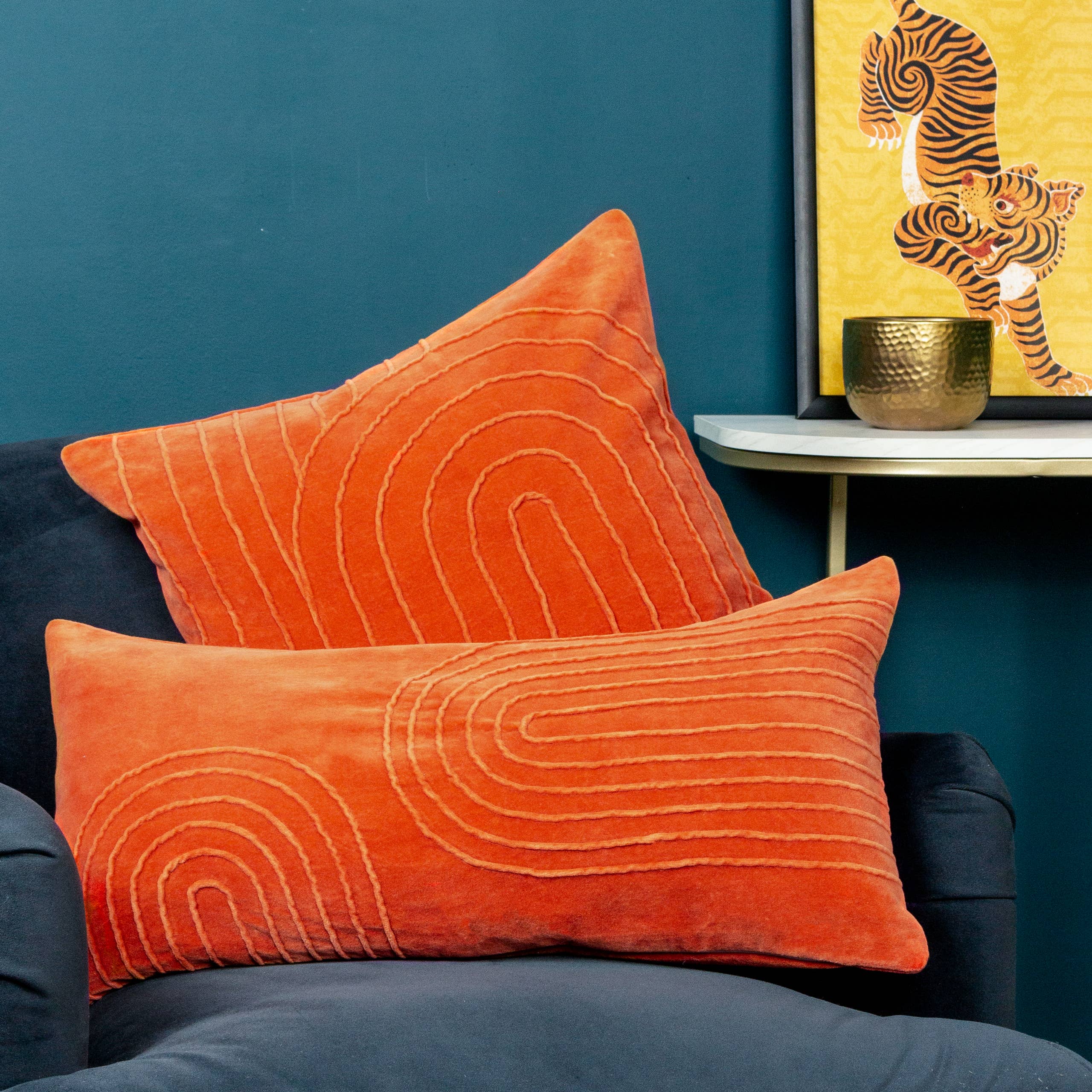Mangata Soft Velvet Cushion Orange for wholesale on Faire3