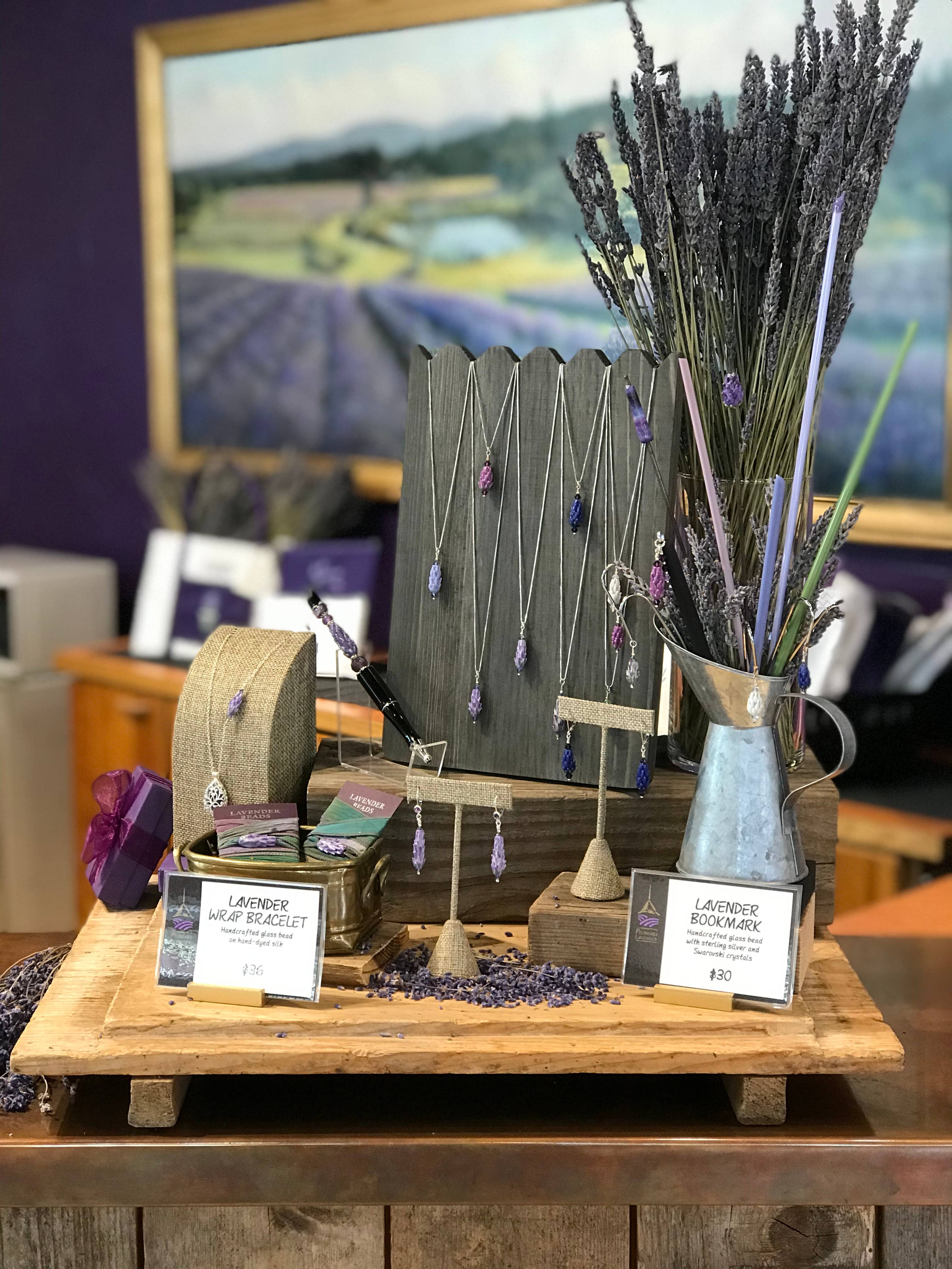 Lavender Beads - Wholesale Jewelry Stand & Display - Wooden Display for Lavender Pendants