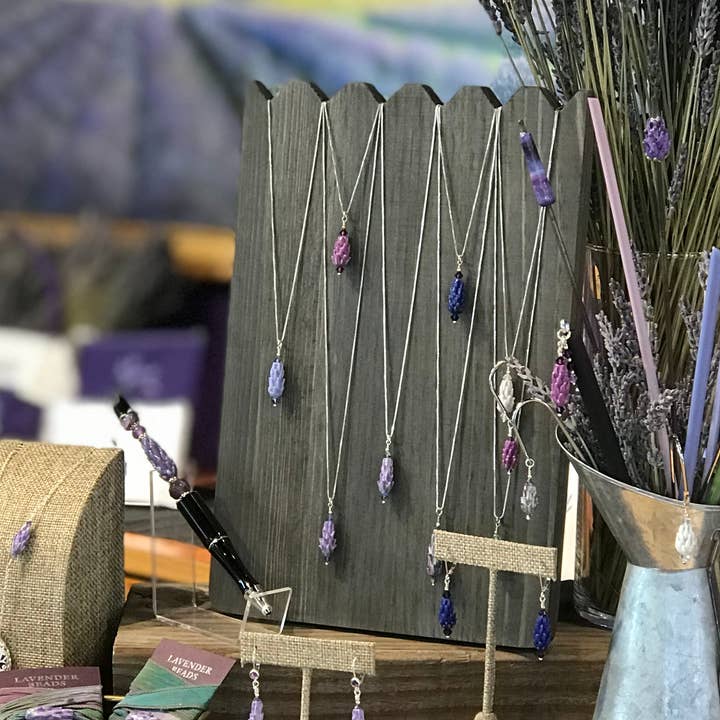 Lavender Beads - Wholesale Jewelry Stand & Display - Wooden Display for Lavender Pendants0