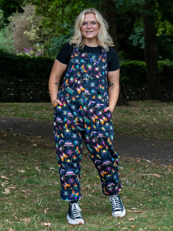 Rebel Romance PRIDE Bugs Stretch Dungarees for wholesale by Rebel Romance