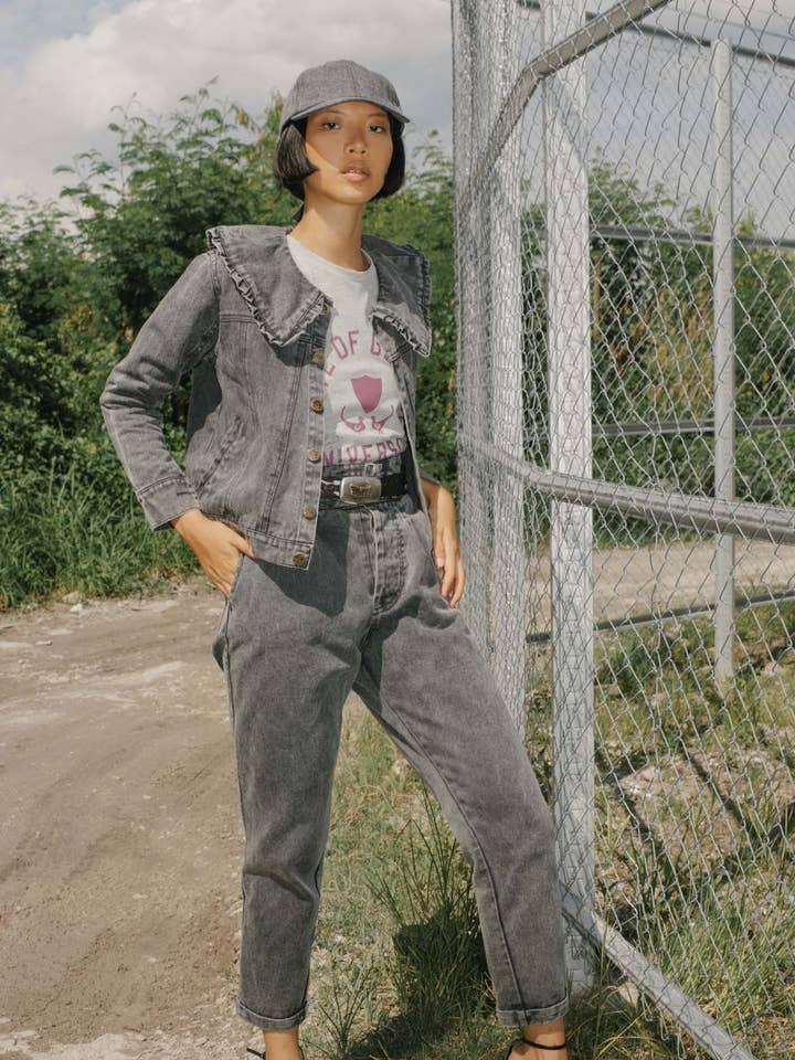 The Ellis Denim Jacket - Stone Washed Black for wholesale by State of Georgia