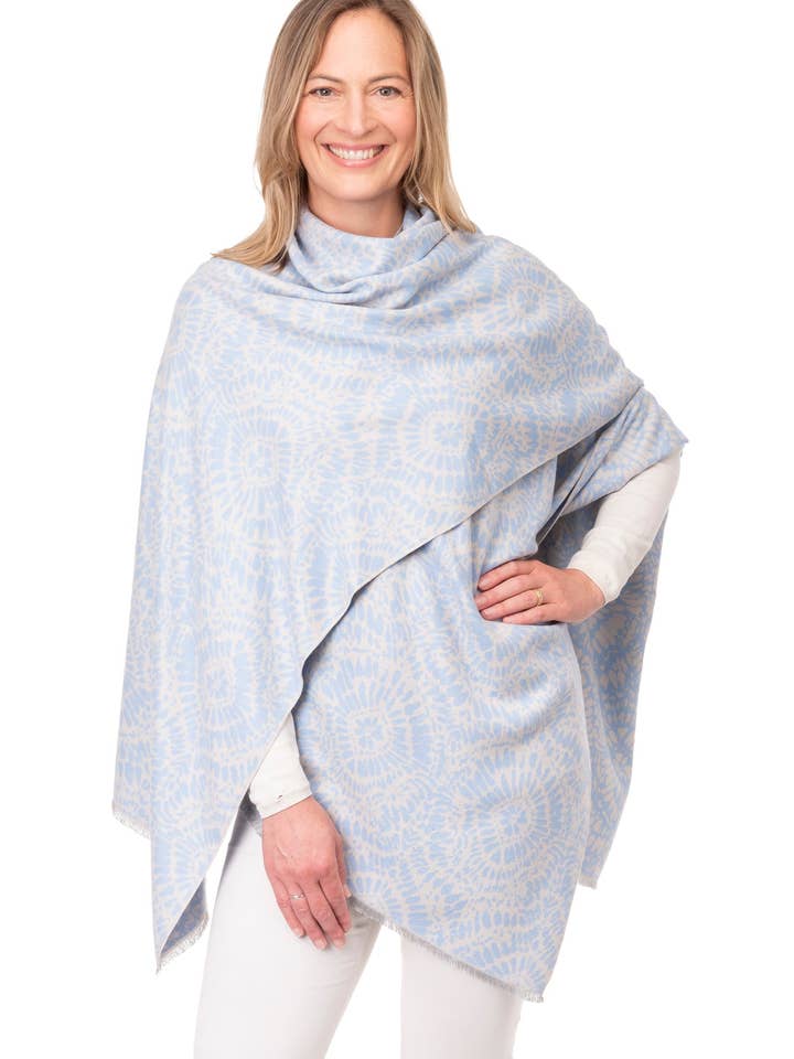 Susanna FB199 - Blue Women's Batik Print Wrap One Size for wholesale by Franchetti Bond