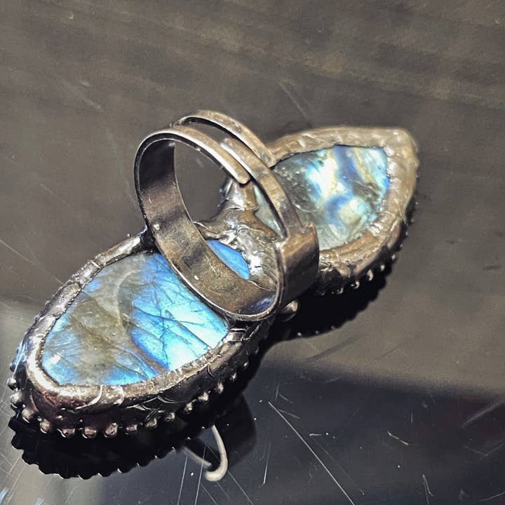 Peace Love Bling - Wholesale Cocktail/statement ring - Labradorite Seriously Statement Ring3