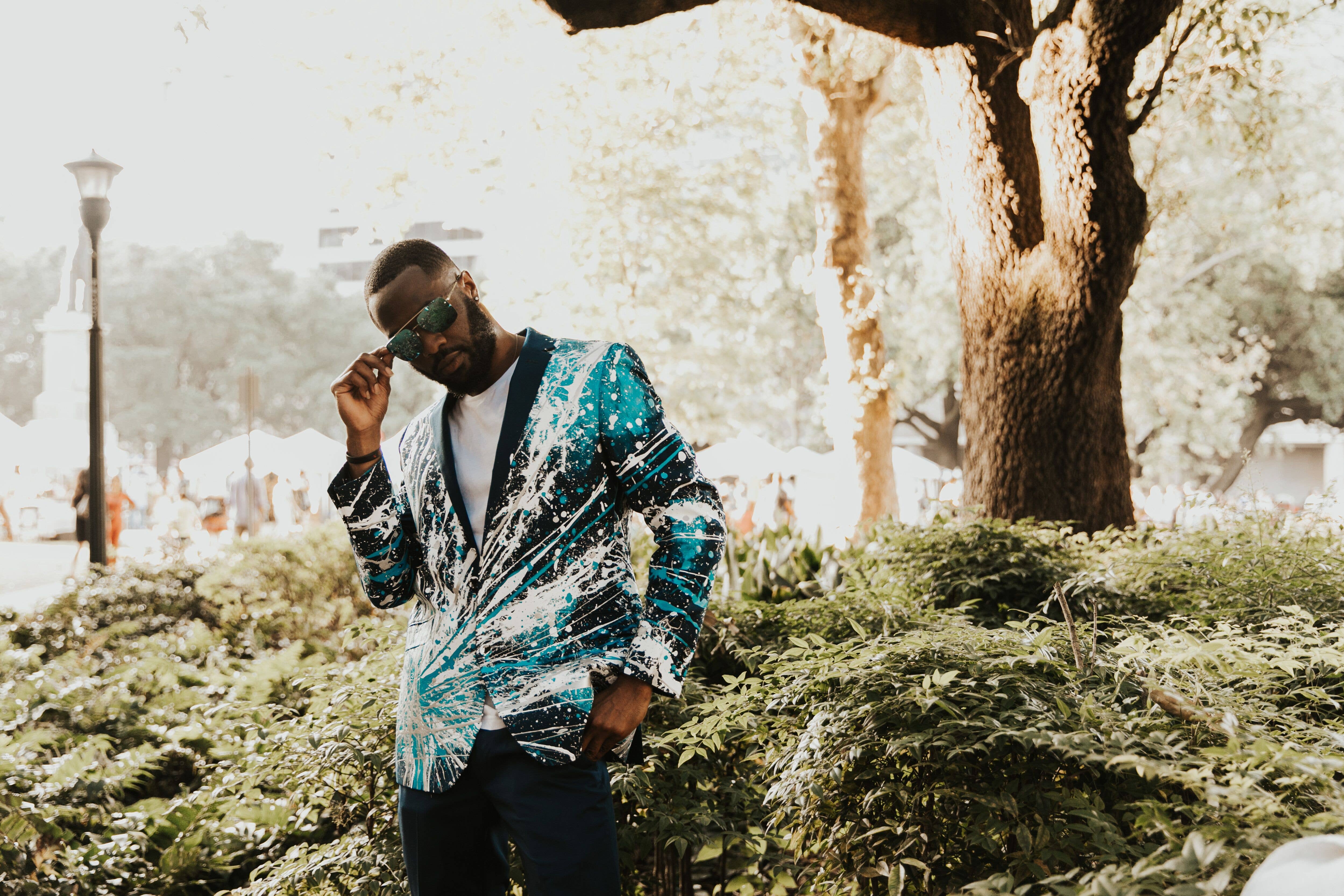 1 of 1 Blazers - Wholesale Blazer - Men's - Blue Panther Painted Party Blazer0