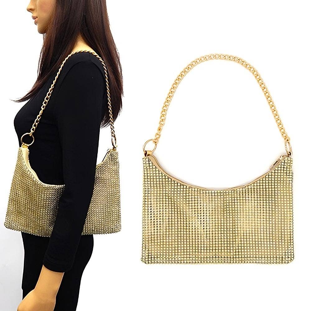 Diacly - Wholesale Clutch Bag - Women's - Chain Strap Soft Rhinestone Night Evening Bag6