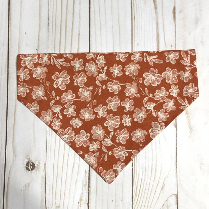 Rust Fall Floral Print Fabric Pet Bandana for wholesale by MDStickerShop