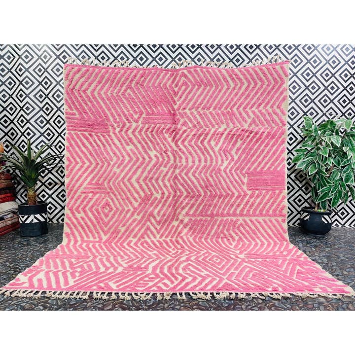 Marokkaans roze tapijt, handgeweven berbertapijt, roze shag-tapijt voor wholesale door Moroccan Woven Treasures