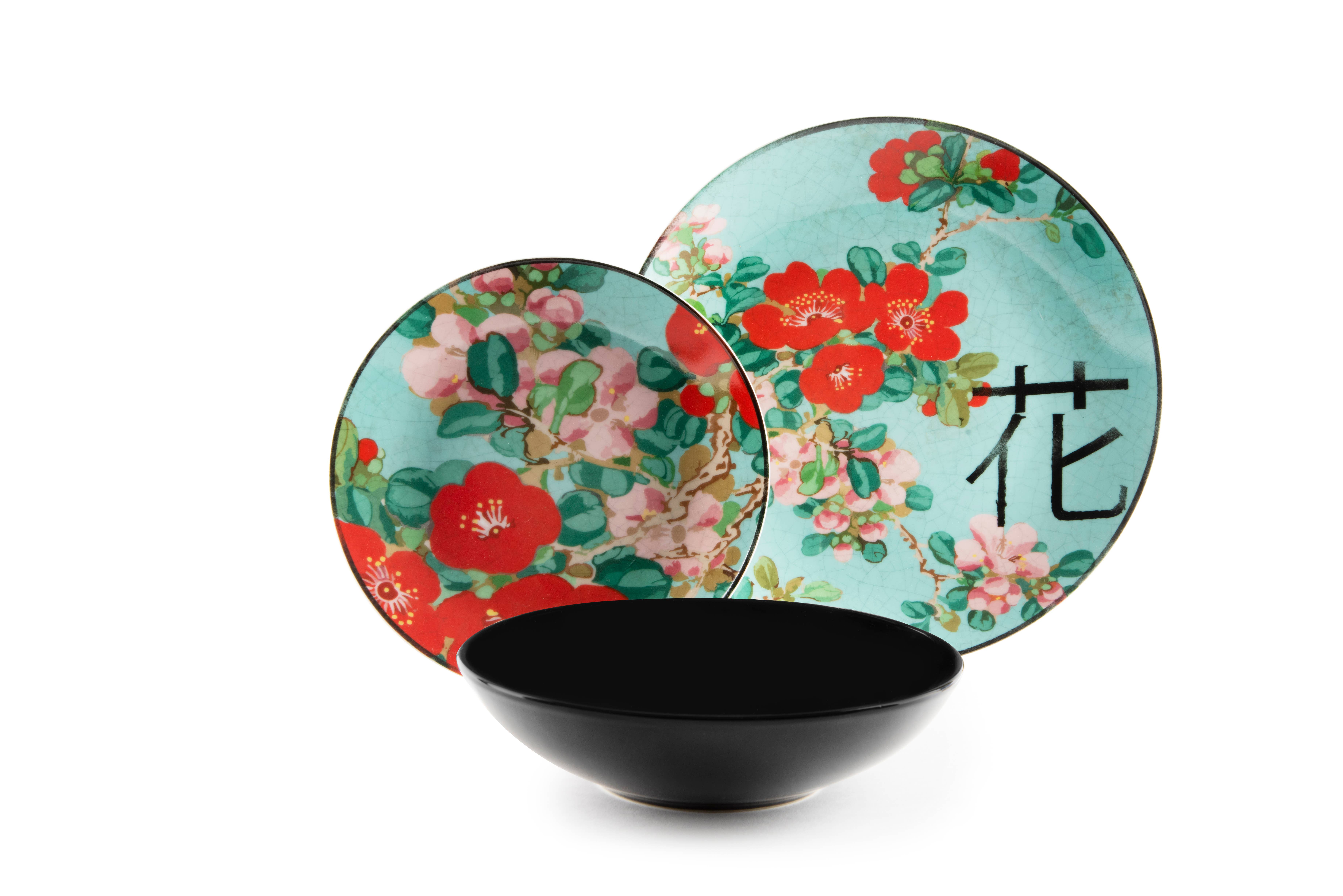 multicolour 18 Furisode Dinnerware Set for wholesale on Faire1