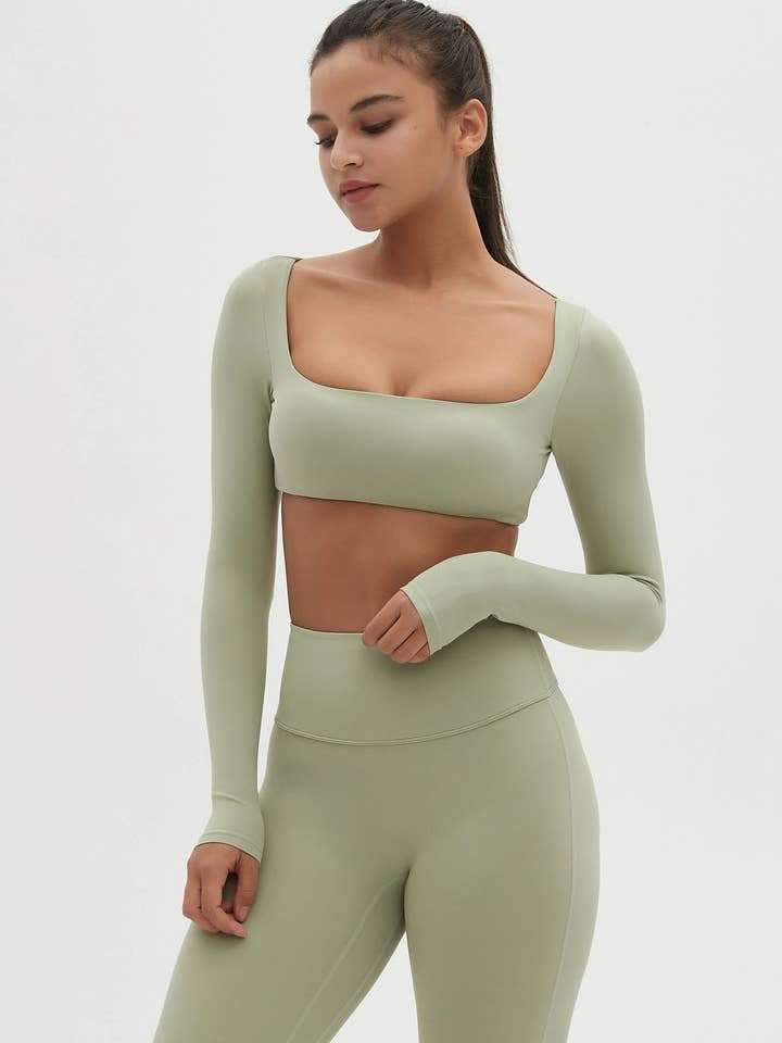Zoey Long Sleeve Super Crop Active Top for wholesale by Mantra Active