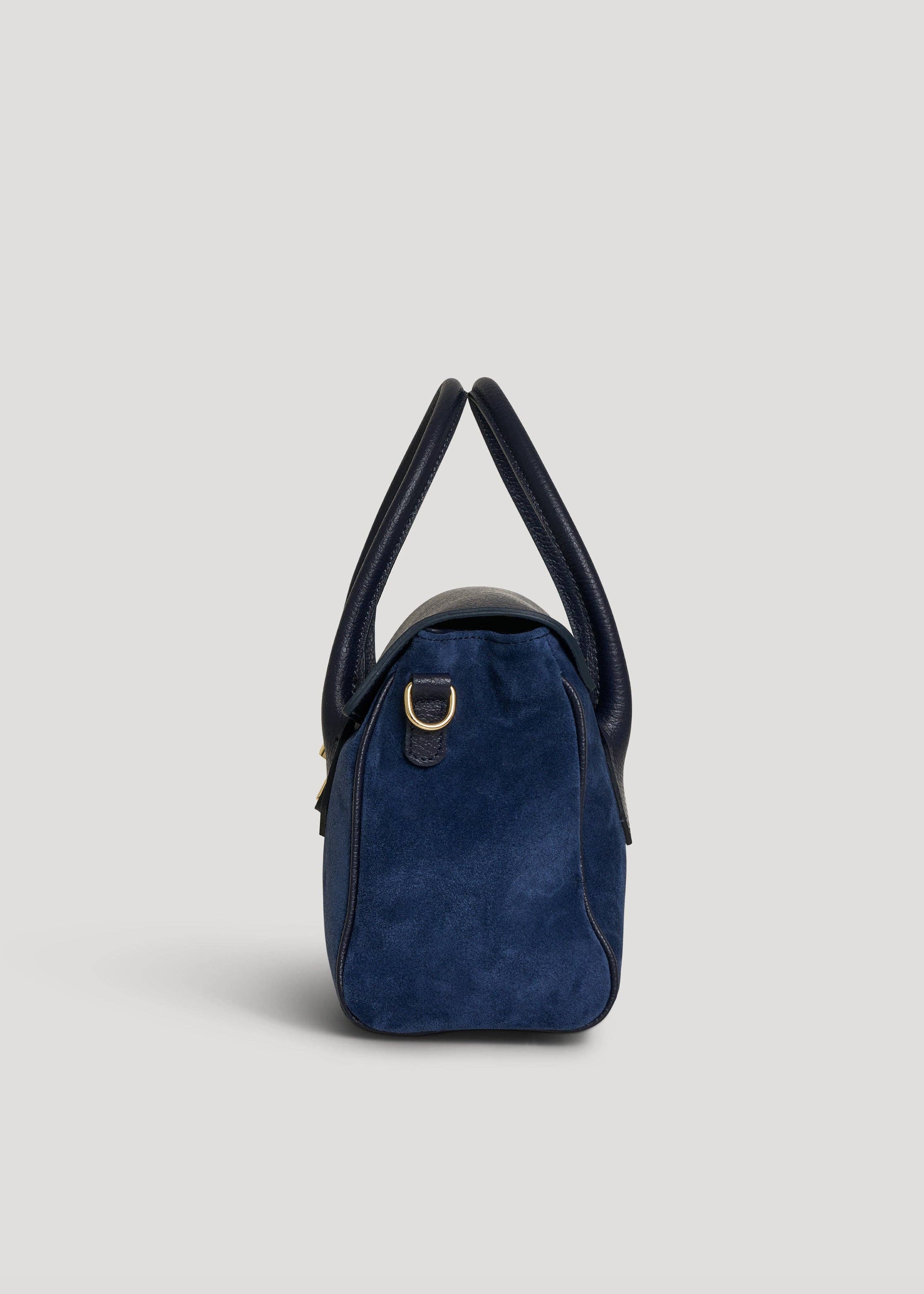 Prestige Milano – Großhandel Tragetasche – Damen – Cécile Tasche in Marineblauem Wildleder und Dollarnappa3
