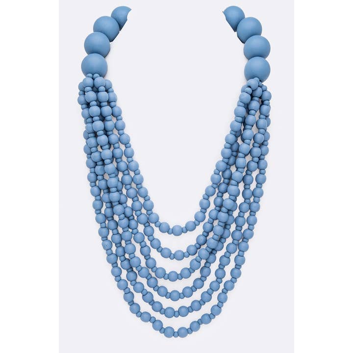anbfashion - Wholesale Beaded/Pearl Necklace - Multi Strand Wooden Beads Necklace