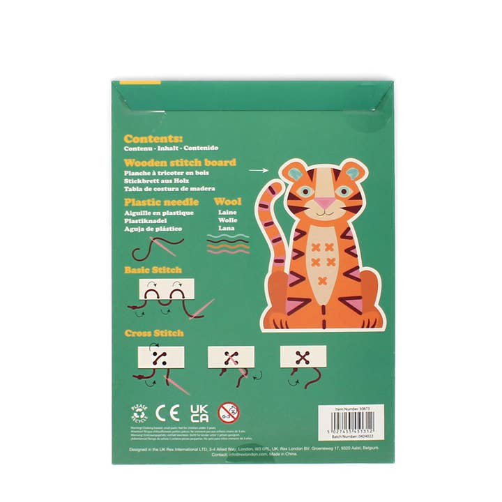 Rex B2B - Europe - Wholesale Toy Set - Kids - Learn to sew wooden hand-stitch set - Tiger2