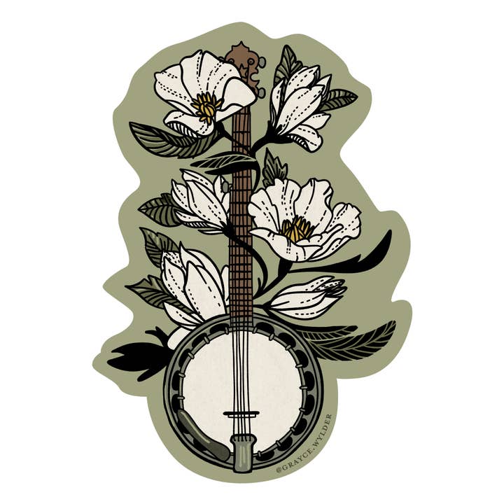 Banjo Magnolia Sticker for wholesale by Grayce Wylder Creative Co