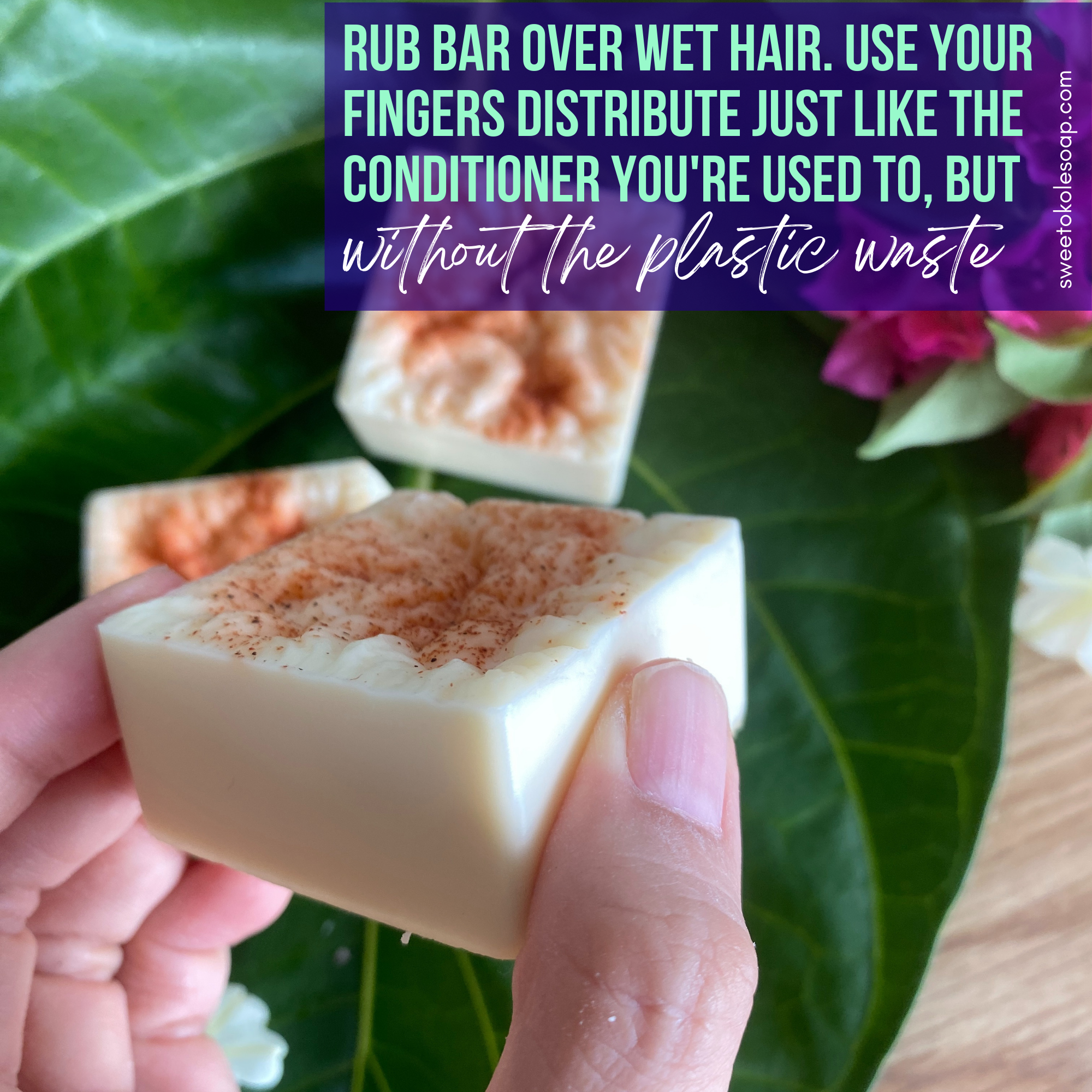 Sweet ʻŌkole Soap Co. - Wholesale Hair Conditioner - Mamaki Lemongrass Solid Conditioner Bar w/ Argan Oil Vegan4