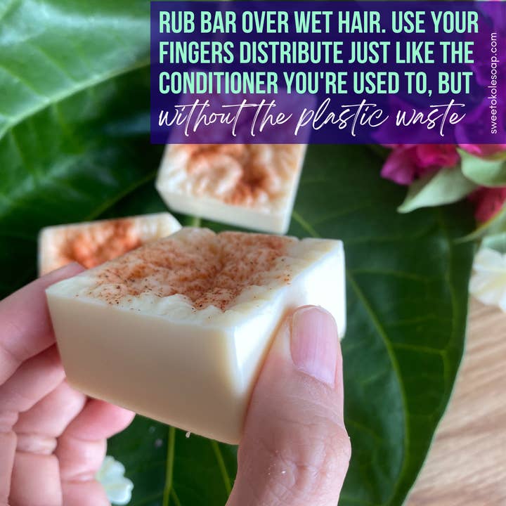 Sweet ʻŌkole Soap Co. - Wholesale Hair Conditioner - Mamaki Lemongrass Solid Conditioner Bar w/ Argan Oil Vegan4