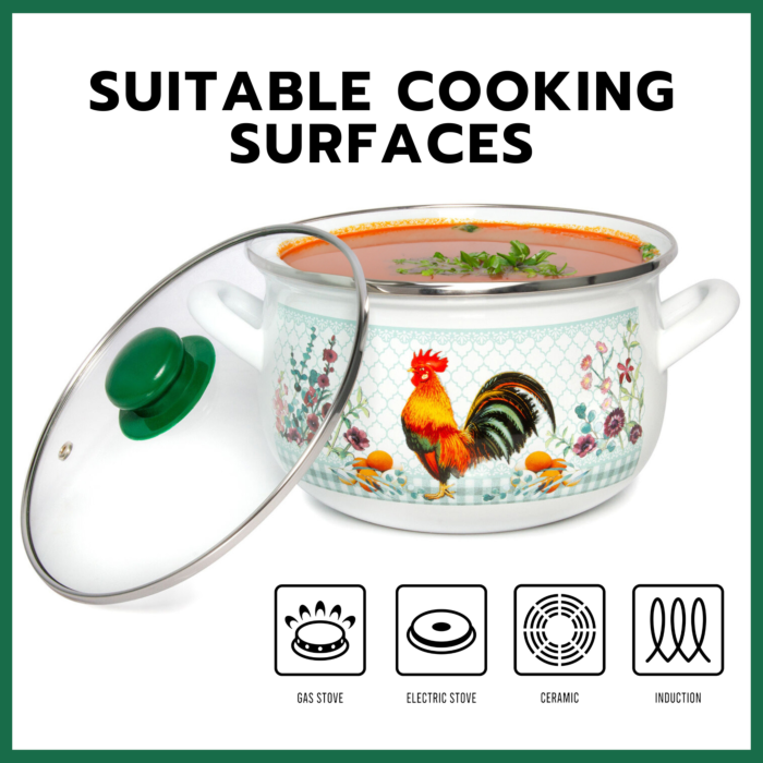 STP - Wholesale Cooking Pot - Golden Rooster Belly Deep Stock Pot with Glass Lid4