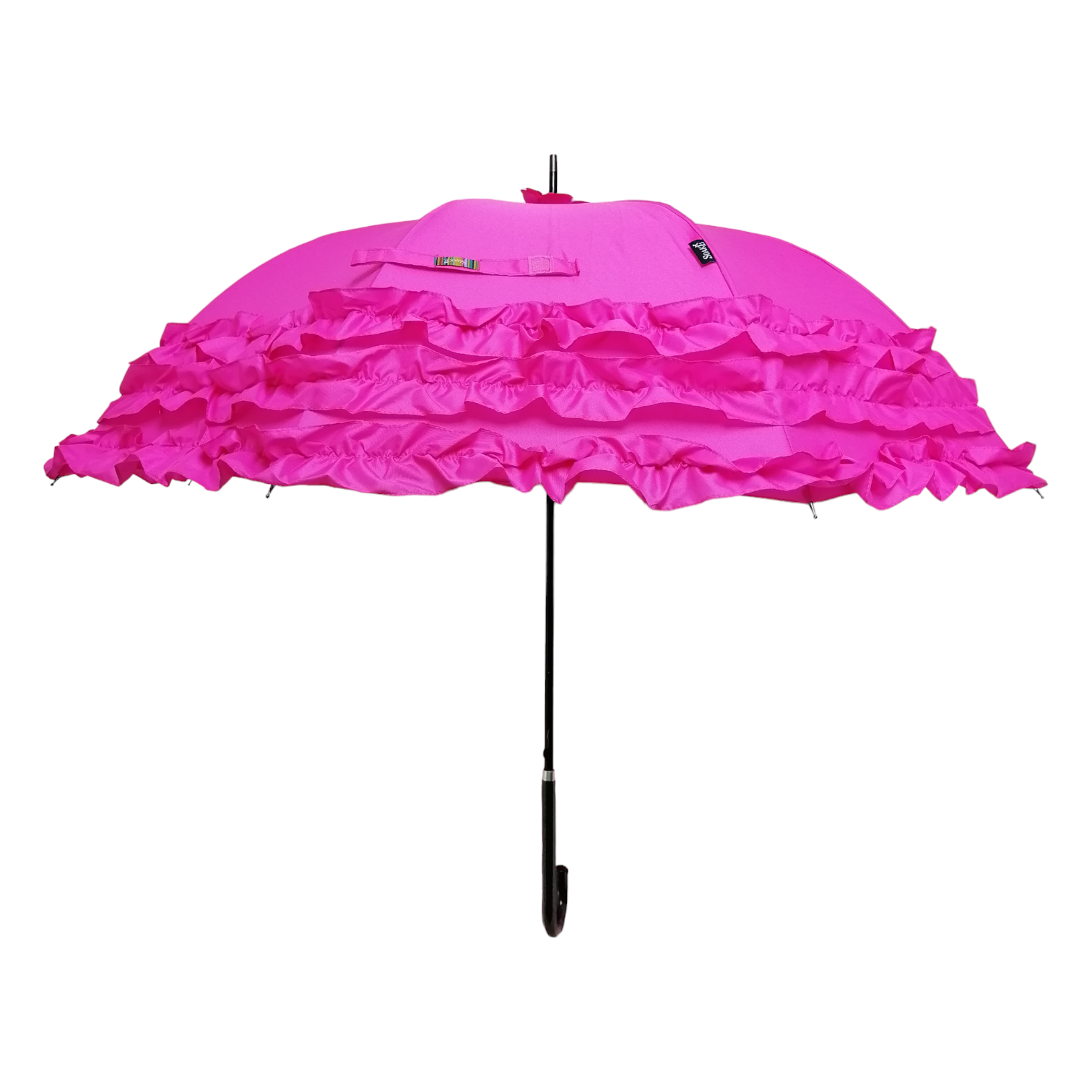 Soake - Wholesale Umbrella - Women's - Boutique Triple Frill Stick Auto Umbrella Rose red3