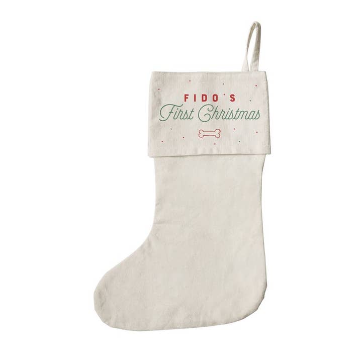 The Cotton & Canvas Co. - Wholesale Holiday Stocking - Personalized Name Dog First Christmas Christmas Stocking