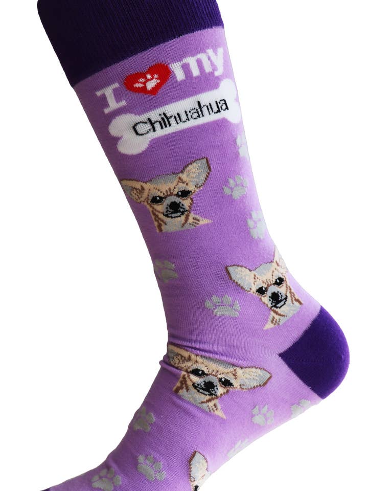 Calzini unisex I Love Dogs Chihuahua per la vendita all'ingrosso da parte di SoXcellent