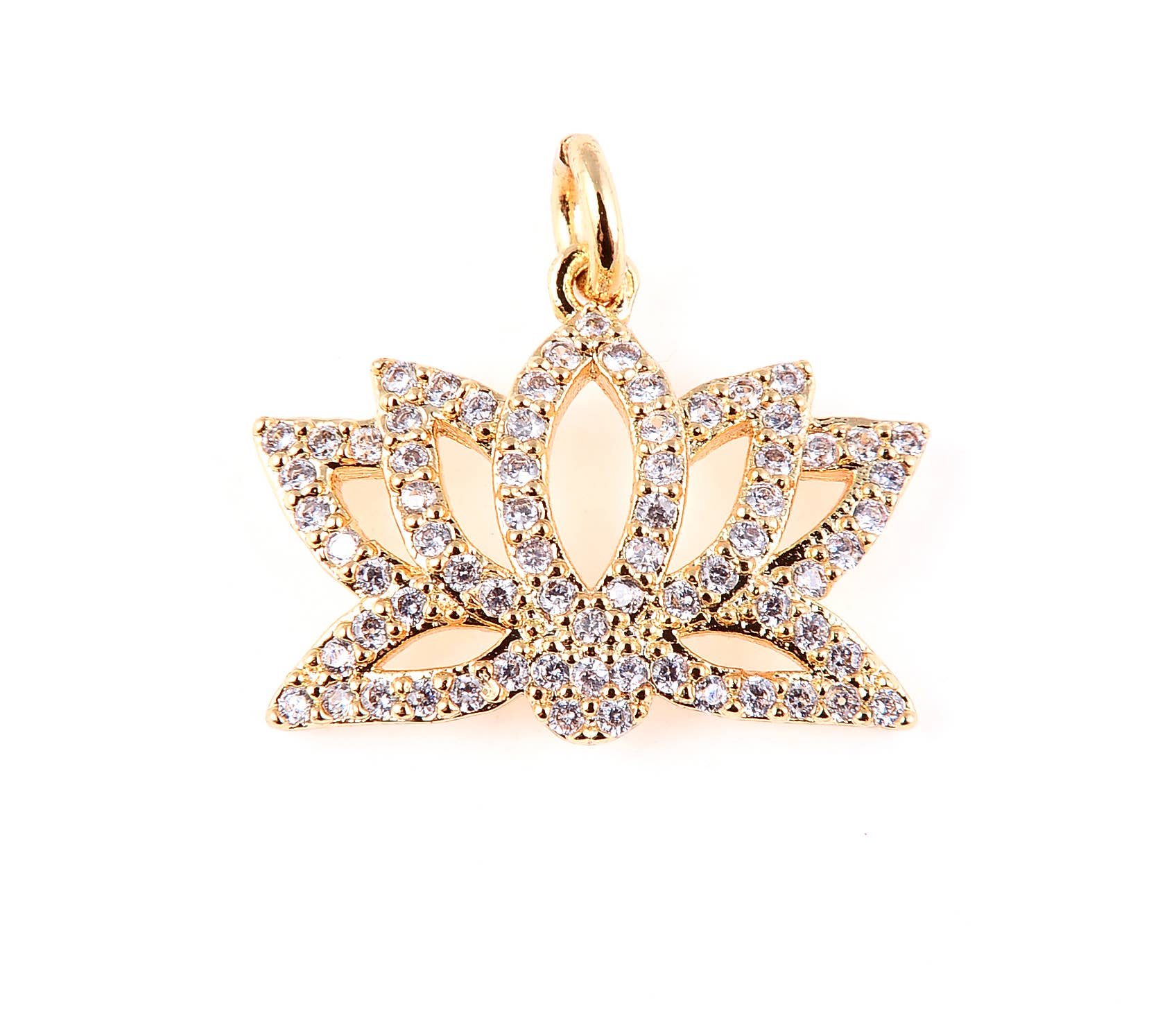 Beads Creation - Wholesale Individual Charm/Pendant - 18K Gold Filled Lotus Charm Pendant, CP0513